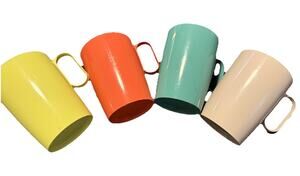Plas-Tex Plastic Handled Cups Set of 4 VINTAGE MCM * See Details